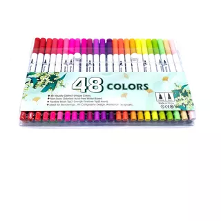 Kit Caneta Lettering Brush Pen 48 Cores Aquarelável