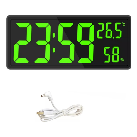 Reloj De Pared Digital Led Grande Con Temperatura Y Humedad