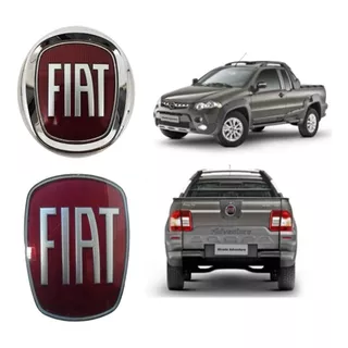 Kit Emblema Original Fiat Strada Vermelho 2012 2013 2014 15/