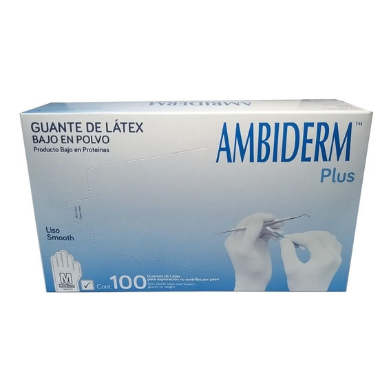 Guante De Latex Ambiderm Plus Caja Con 100 Talla M