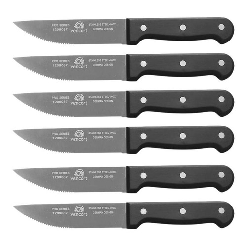 12 Cuchillos Para Carne Y Asados Cuchillo Premium - 12 Pzas Color Madera