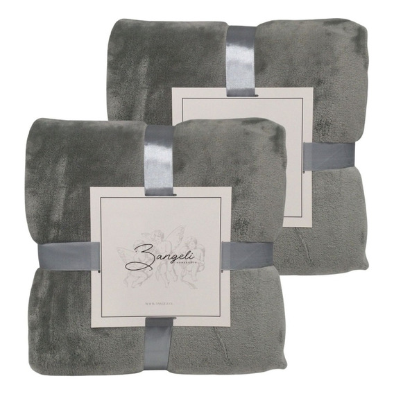 Frazada Polar Fleece King A Super King Pack 2 Uni - 3angeli Color Grey - Grey