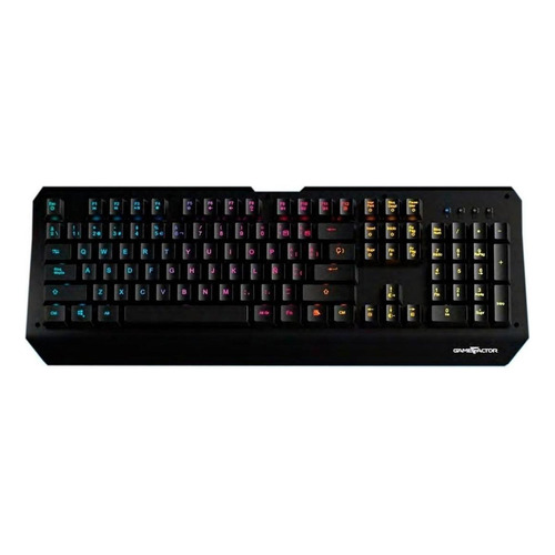 Teclado gamer Game Factor KBG601 QWERTY español España color negro con luz RGB