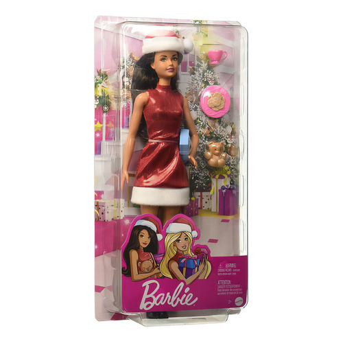 Barbie Santa Claus Con Cabello Castaño 