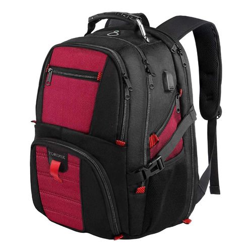 Mochila De Viaje Yorepek, Mochila Para Laptop 17 Pulgadas, Mochila Escolar, Mochila Grande 50l, Antirrobo Impermeable Rojo