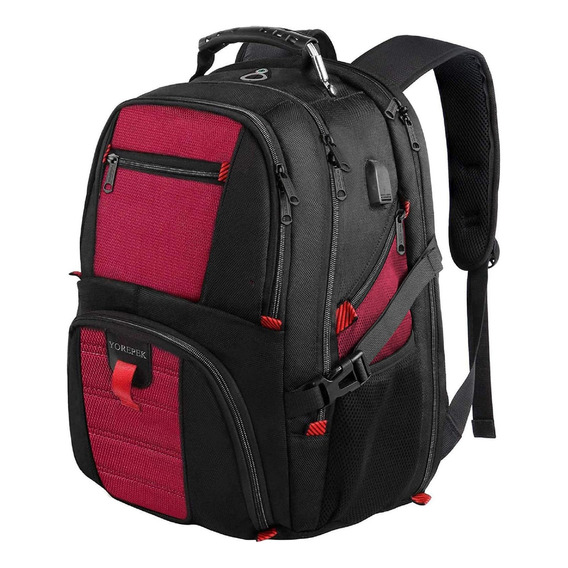 Mochila De Viaje Yorepek, Mochila Para Laptop 17 Pulgadas, Mochila Escolar, Mochila Grande 50l, Antirrobo Impermeable Rojo