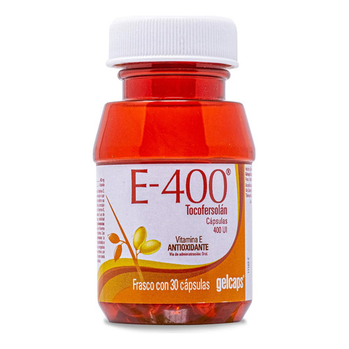 E400 Tocofersolán Vitamina E Y Antioxidantes 30 Caps 400 Ui Sabor Sin Sabor