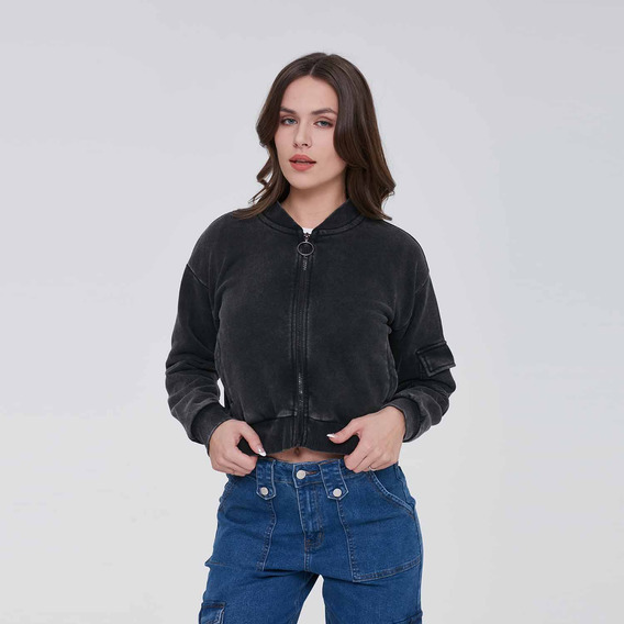 Chaqueta Mujer Bomber Negro Iv Fashion's Park