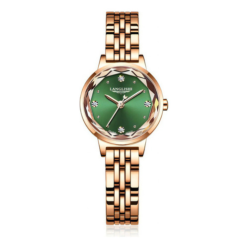 Relojes Langlishi De Cuarzo Inoxidable Para Mujer Color Del Fondo Verde