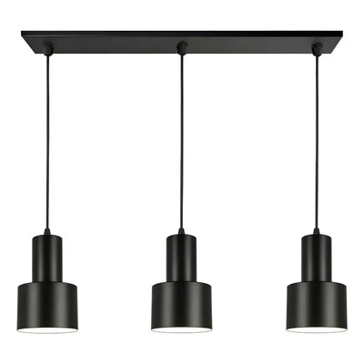 Colgante 3 Luces Nero Negro Apto Led E27 Deco Luz Desing Negro