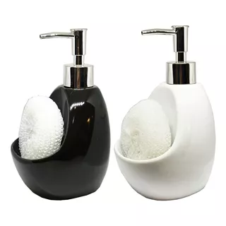 Dispenser De Jabon Detergente Ceramica Con Esponja Silmar