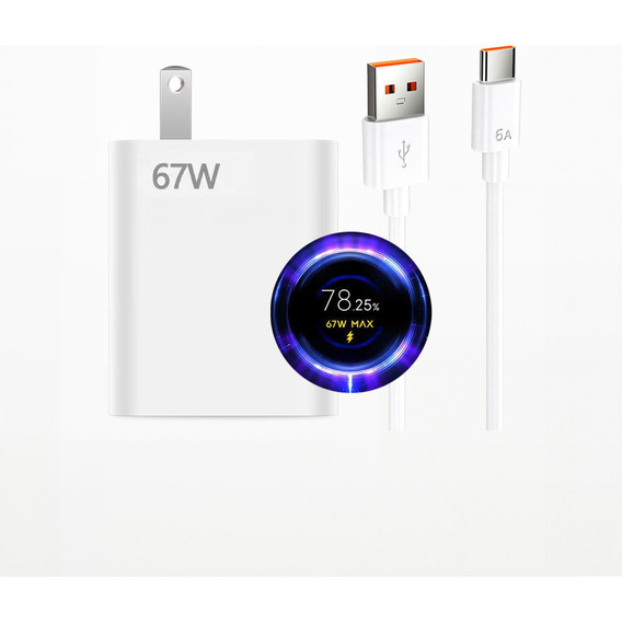 67w Turbo Cargador Con Cable Tipo C Para Xiaomi Carga Rápid