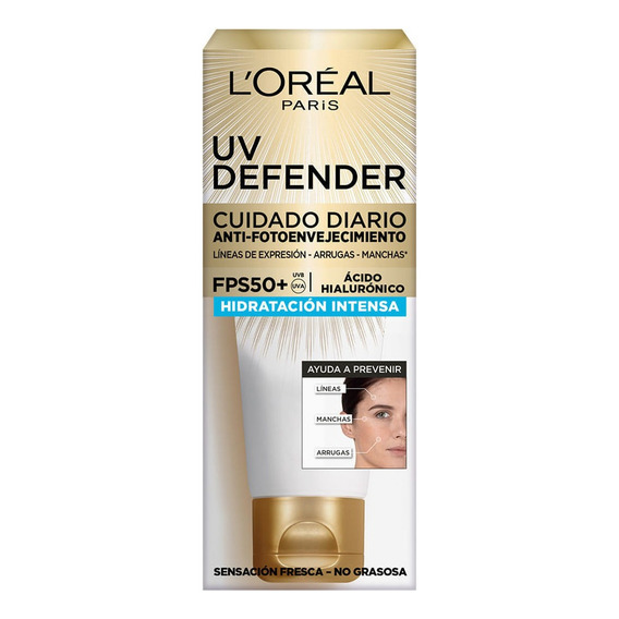 Crema Facial L'oréal Uv Defender Hidratacion Intensa Fps 50+ X 40 Ml