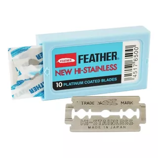 Feather Extra Forte New Hi-stainless 10 Lâminas Platinum Coated Blades 