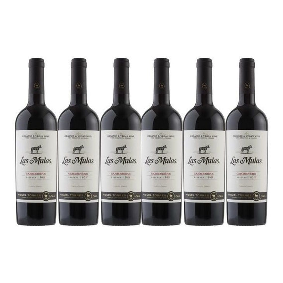 Pack 6 X Vino Miguel Torres Chile Las Mulas Carmenere Vegano