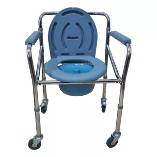 Cadeira P/ Banho 4 Rodas C/ Assento Dobravel 100kg Supermedy