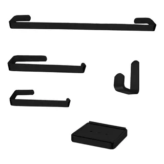 1 Kit De Acessórios Para Banheiro Preto (5 Peças)