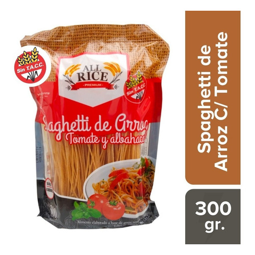 Fideos All Rice Spaghetti De Arroz Tomate Y Albahaca 300 Gr.