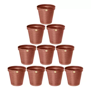 10 Vasos Rattan Redondo Resistente 10 Litros C Prato Moderno