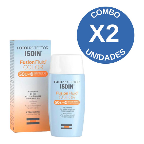 Combo X2 Isdin Fotoprotector Spf50+ Fusion Fluid Color 50 Ml