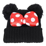 Gorro Para Niño/a Con Doble Pompón Invierno De Minnie Mouse