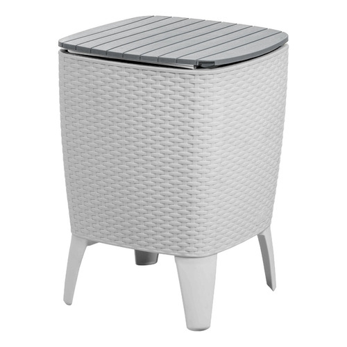 Mesa Hielera Cooler Table Tipo Rattan Jardin Y Exterior Mq Color Silver