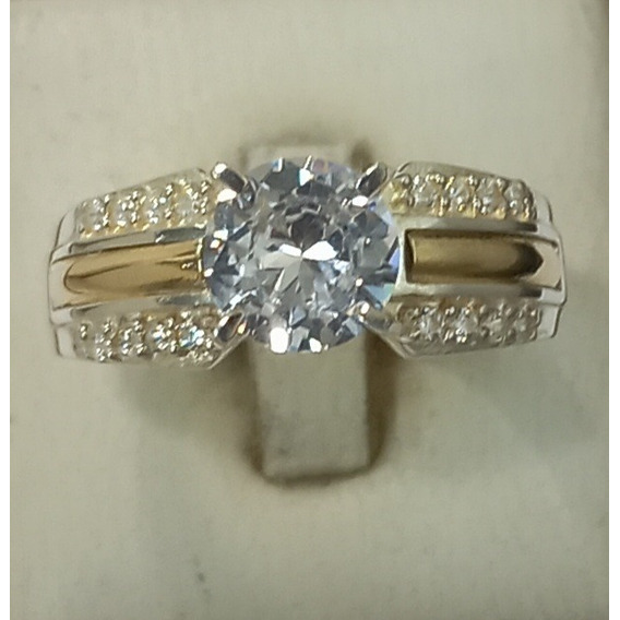 Exclusivo Anillo Compromiso Plata Fina Oro 18 Ktes Circones