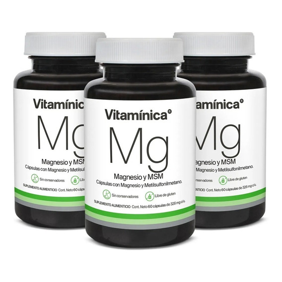 Vitamínica Mg | Magnesio |180 Cápsulas | Minerales Naturales | Ideal Para 90 Días 