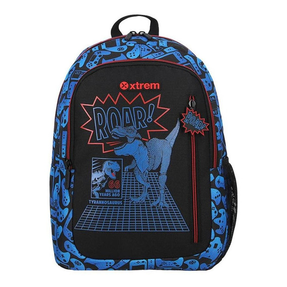 Mochila Xtrem Logan Blue Dino Azul Diseño de la tela Liso