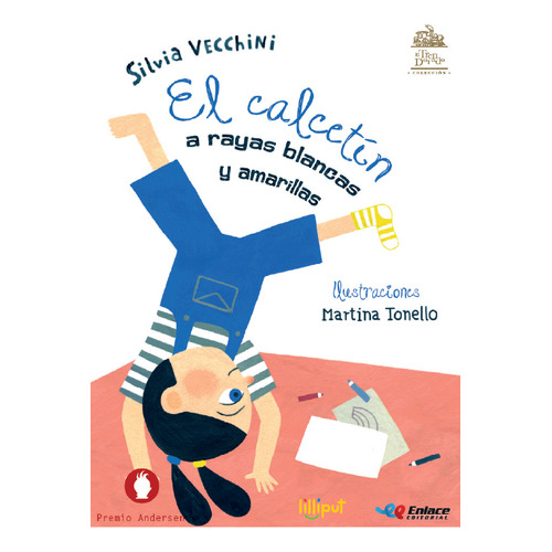 El calcetín a rayas blancas y amarillas, de Silvia Vecchini | Martina Tonello. Serie 9585497559, vol. 1. Editorial Enlace Editorial S.A.S., tapa blanda, edición 2019 en español, 2019