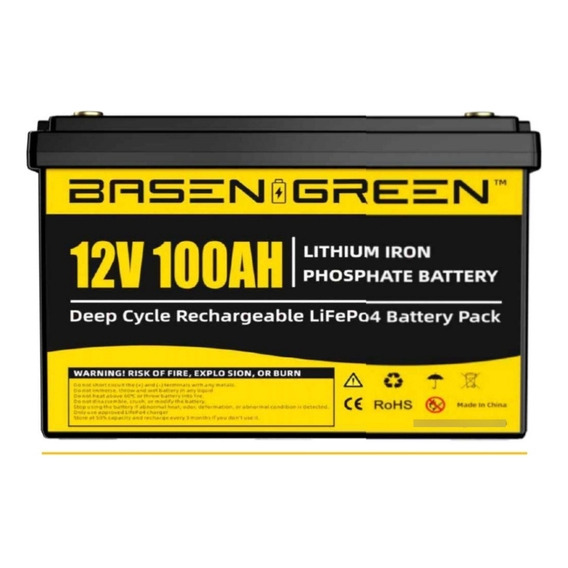 Batería Solar De Litio 12v, 100ah Lifepo4, Basen Green