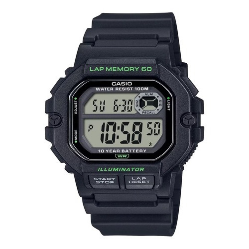 Reloj Casio Ws-1400h-1av, 60 Laps De Cronometro, 10 Años