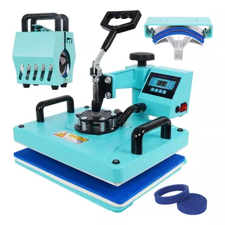 Prensa Térmica De Sublimação 5x1 Para Camiseta Chinelo Boné Azul Mecolour 220v