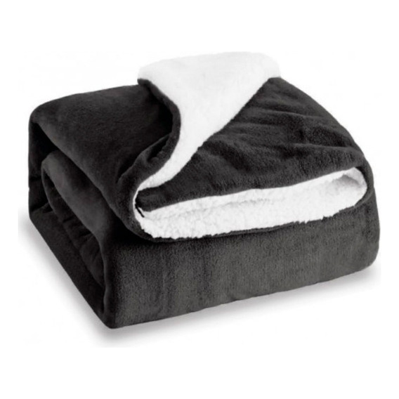 Manta Reversible Flannel/sherpa 150x200 Cm Gris Oscuro