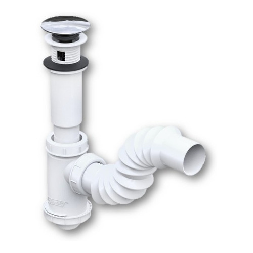 Cespol P/lavabo Flexible C/tapon Push Bote Chico Mod. 2218a Color Blanco