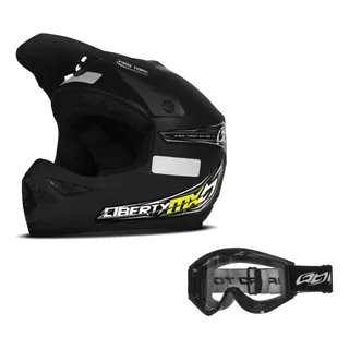 Capacete De Trilha + Óculos Preto Motocross Mx Pro Tork