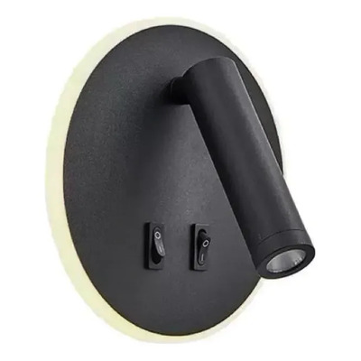 Aplique Cabecera Con Tecla Circular Focus Negro Luz Desing Negro