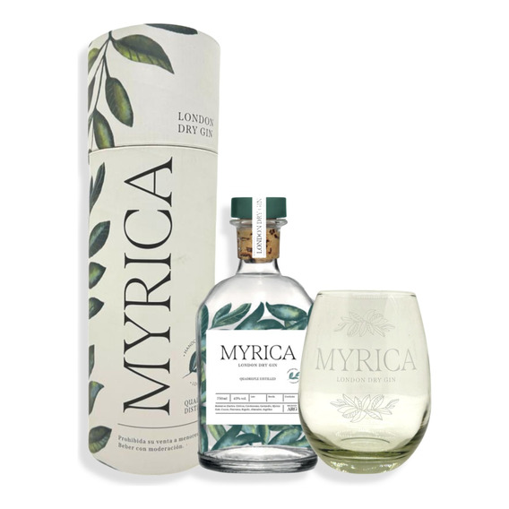 Myrica Gin London Dry 750ml + Vaso Myrica 600ml C/estuche 