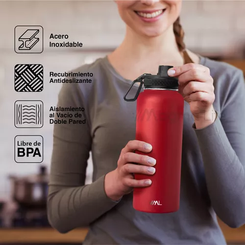 Taza térmica con asa para café, botella de agua de acero inoxidable con  aislamiento al vacío