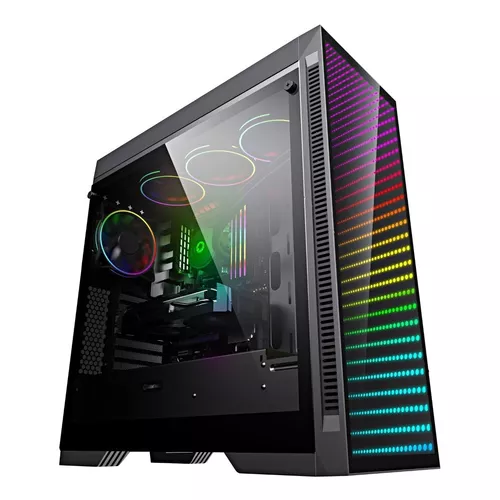 Olha que top que ficou o novo Gabinete Gamer Gamemax Infinit M908-TR RGB,  Mid Tower, 1 fan, vidro temperado, espelho infinito com iluminação Led  Rainbow.🤩😃, By MGinfo Informatica e Acessórios