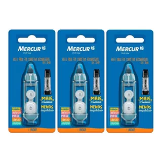 Refil Para Fita Corretiva Mercur 5mm X 6 Metros Kit C/3unid