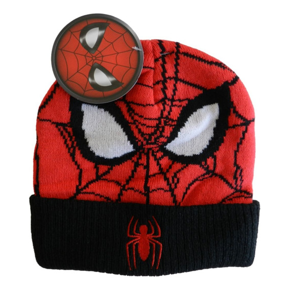 Gorro Tejido Invierno Spiderman Hombre Araña Negro/rojo