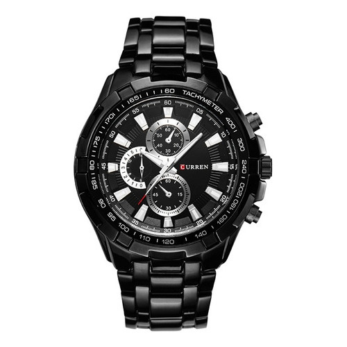 Curren 8023 pulsera de cuarzo negro de acero inoxidable, correa de reloj de pulsera, color negro