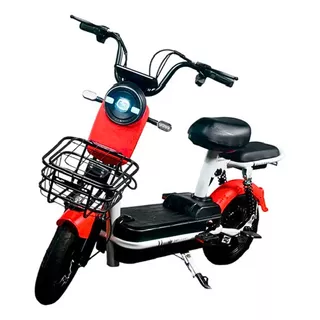 Bicicleta Bike Elétrica Scooter C Cesto Não Precisa Cnh 350w Cor Vermelho