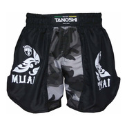 Shorts Muay-thai Kan Tanoshi Camuflado Cinza Estampado