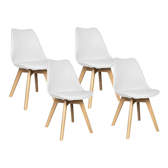 Kit 4 Sillas Eames Tulip Asiento Acolchado Minimalista