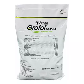 Grofol 20 30 10 Fertilizante Foliar 1 Kilogramo Arysta 