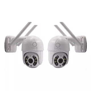 Kit 2 Câmera Ip Wifi Dome Rotativa Visão Noturna 2 Antena A8 Cor Branco