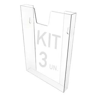 Kit 3 Displays Porta Folha Prontuário Parede A4 Acrílico Ps
