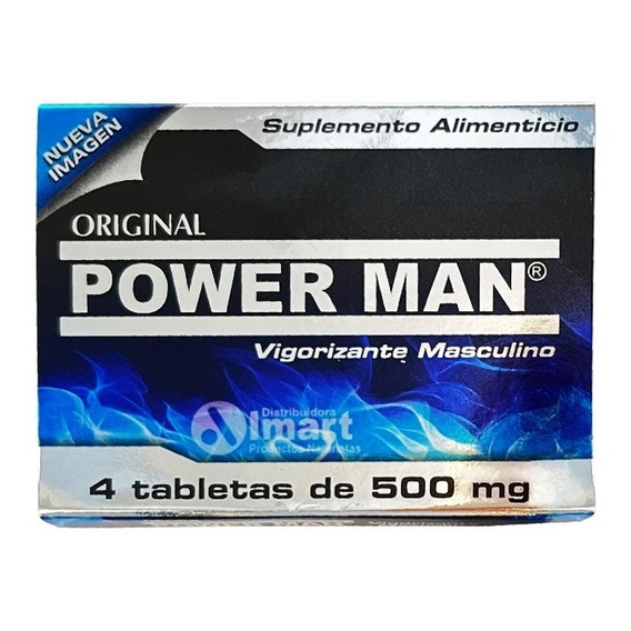 Power Man Vigorizante, Pastilla Azul 4 Tabletas De 500 Mg.